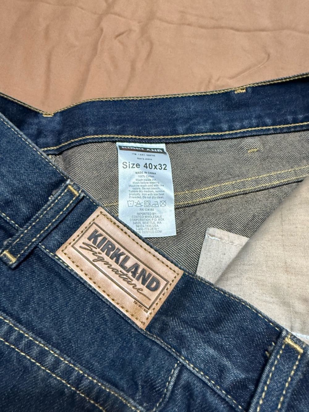 Kirkland Signature Men's Classic Dark Blue Straight Jeans